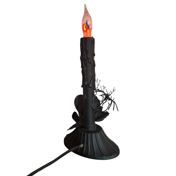 Upcycled Halloween Candle Window Light Electric flicker bulb Black Spider and R - Picture 5 of 8